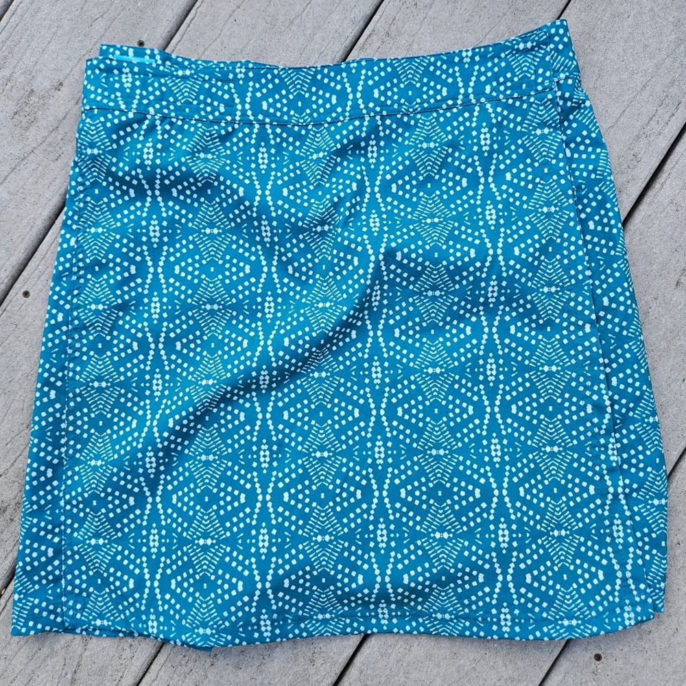 RipSkirt Hawaii Teal White Playa Ocean Geometric Wrap Skirt Medium Length 1